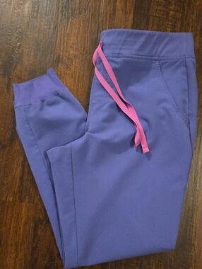 Figs Women's Purple Joggers with Pink Drawstring